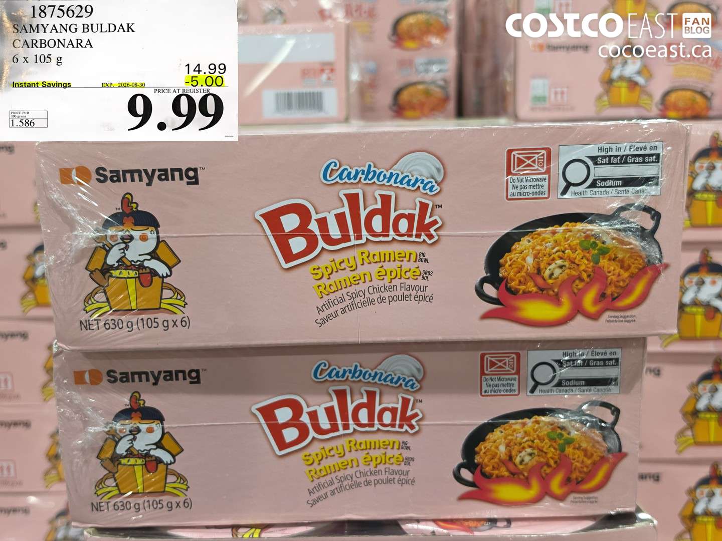 1875629 SAMYANG BULDAK CARBONARA 6 X 105 G ($5.00 INSTANT SAVINGS EXPIRES ON 2026-08-30) $9.99