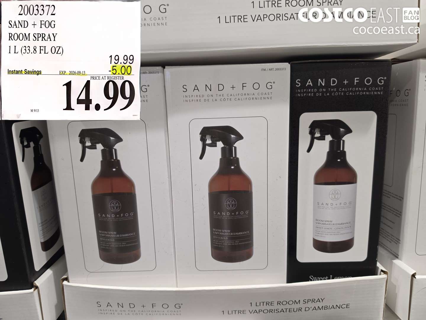 2003372 SAND + FOG ROOM SPRAY 1 L (33.8 FL OZ) ($5.00 INSTANT SAVINGS EXPIRES ON 2026-09-13) $14.99
