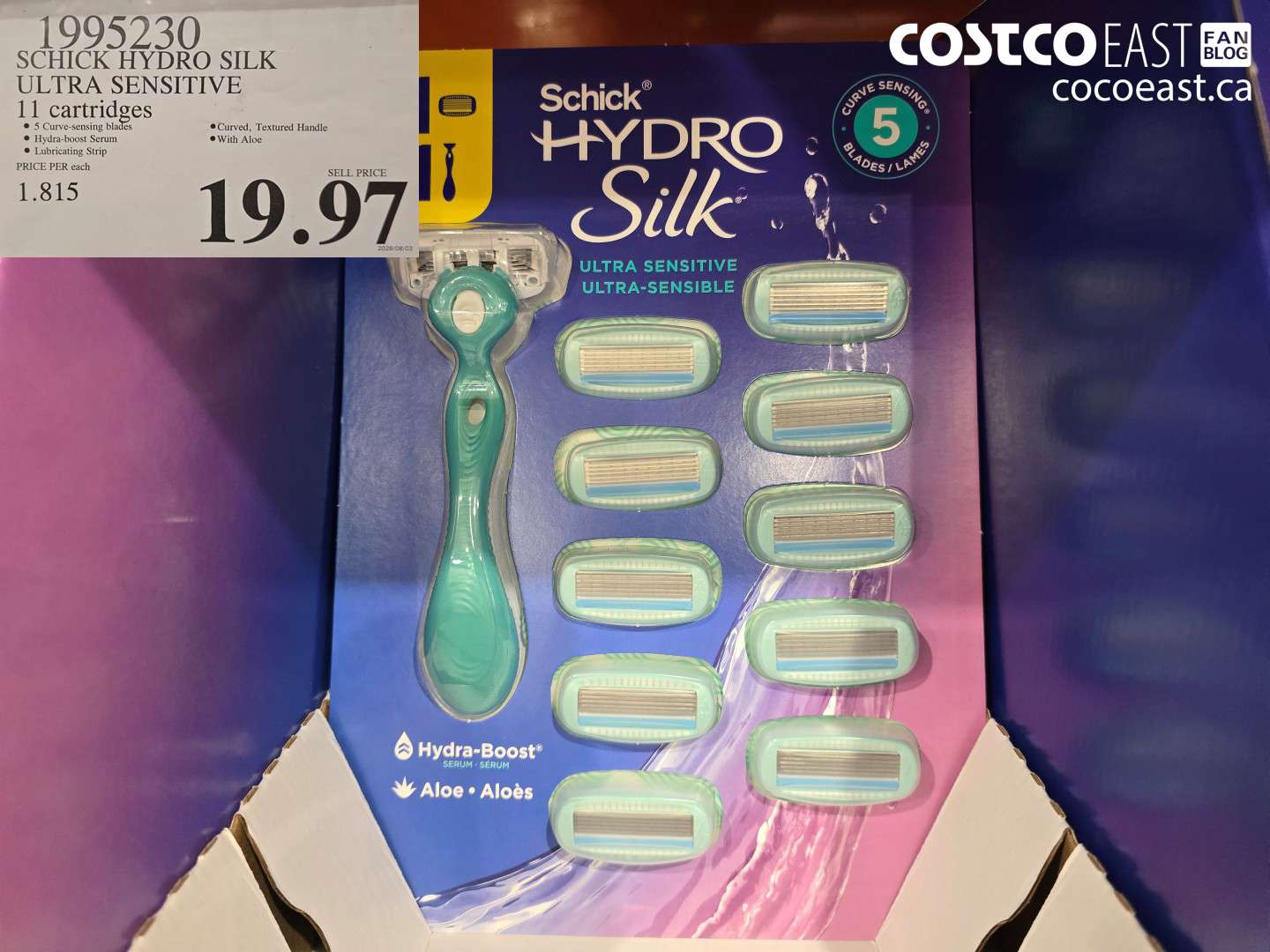 1995230 SCHICK HYDRO SILK ULTRA SENSITIVE 11 CARTRIDGES $19.97