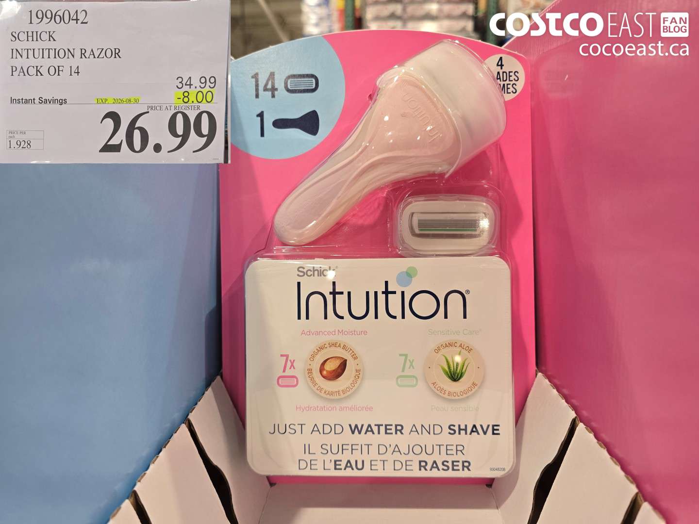 1996042 SCHICK INTUITION RAZOR PACK OF 14 ($8.00 INSTANT SAVINGS EXPIRES ON 2026-08-30) $26.99