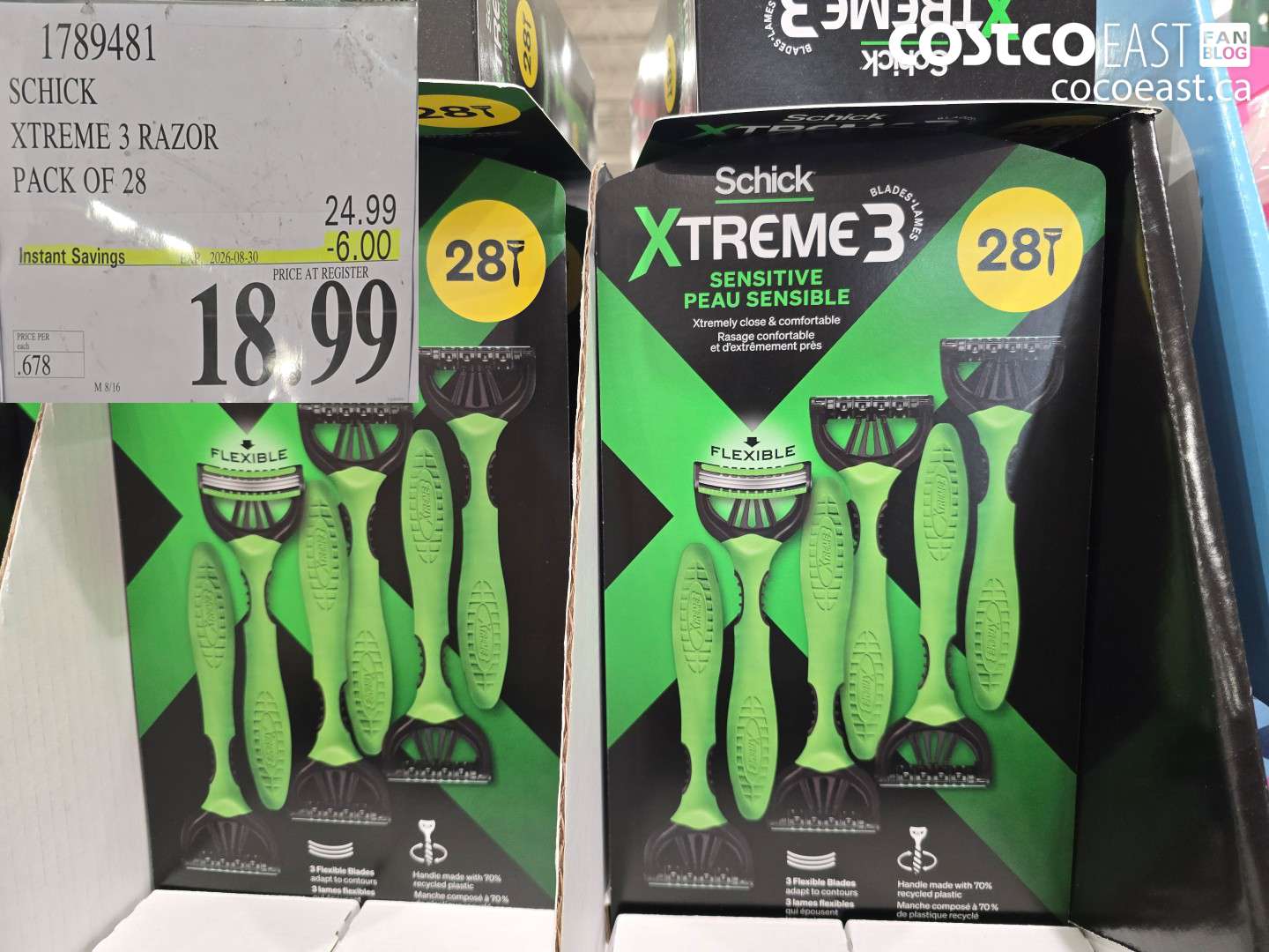 1789481 SCHICK XTREME 3 RAZOR PACK OF 28 ($6.00 INSTANT SAVINGS EXPIRES ON 2026-08-30) $18.99