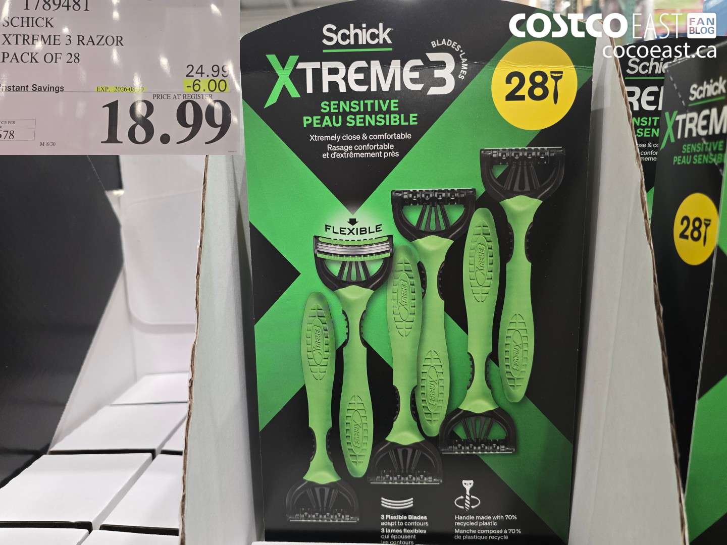 1789481 SCHICK XTREME 3 RAZOR PACK OF 28 ($6.00 INSTANT SAVINGS EXPIRES ON 2026-08-30) $18.99