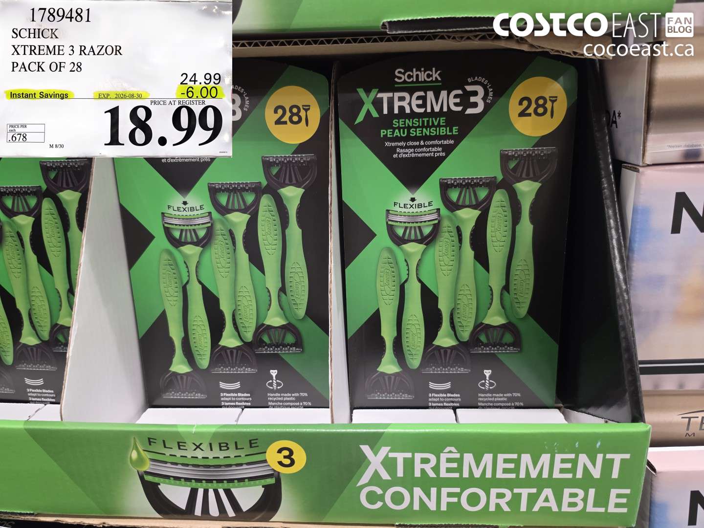 1789481 SCHICK XTREME 3 RAZOR PACK OF 28 ($6.00 INSTANT SAVINGS EXPIRES ON 2026-08-30) $18.99