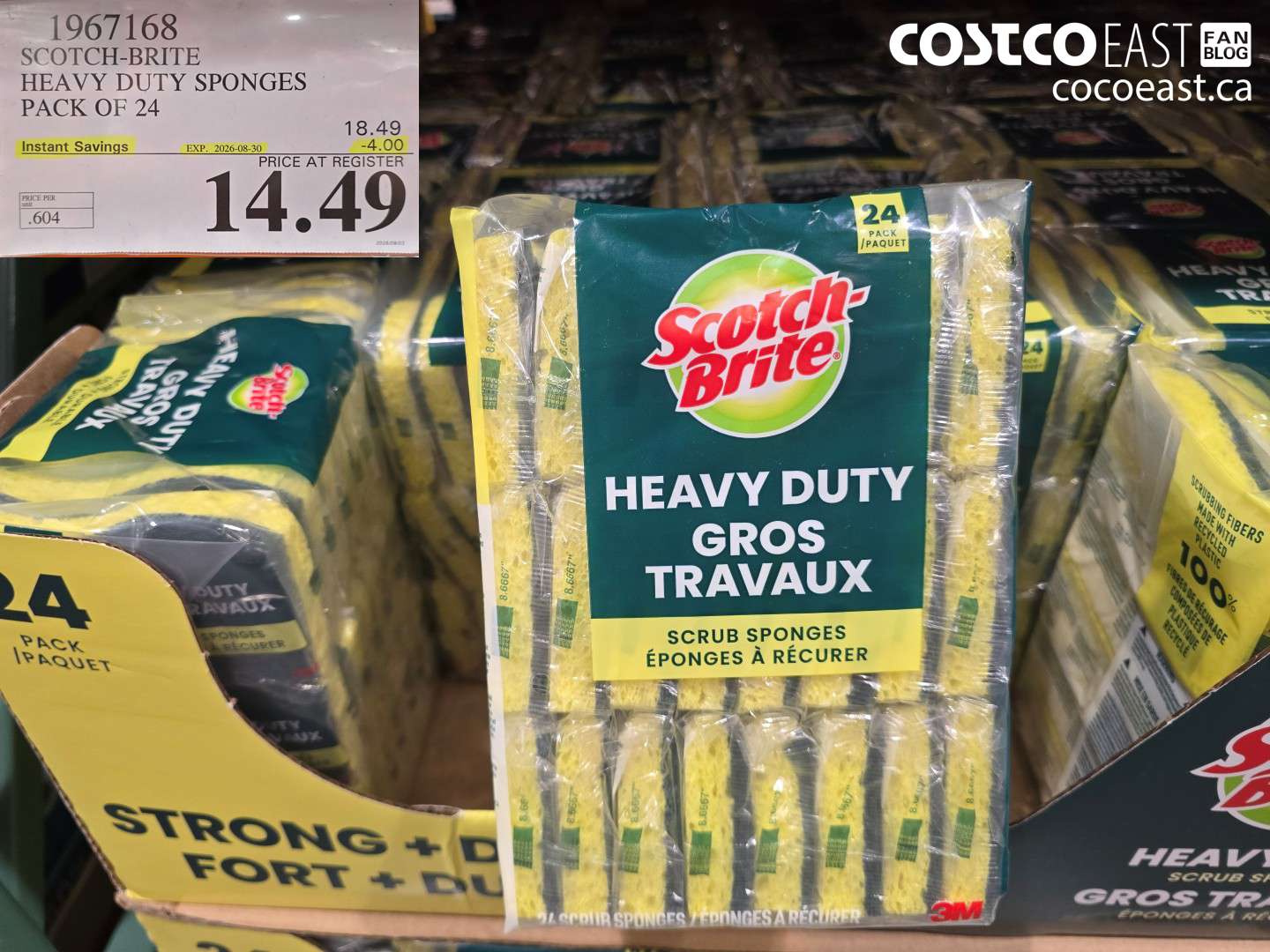 1967168 SCOTCH-BRITE HEAVY DUTY SPONGES PACK OF 24 ($4.00 INSTANT SAVINGS EXPIRES ON 2026-08-30) $14.49