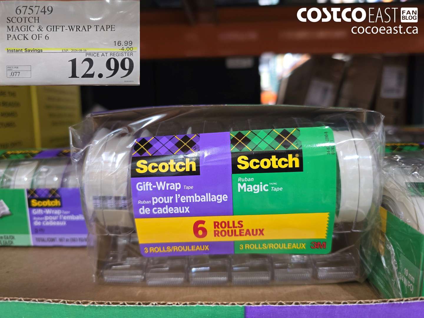 675749 SCOTCH MAGIC & GIFT-WRAP TAPE PACK OF 6 ($4.00 INSTANT SAVINGS EXPIRES ON 2026-08-16) $12.99