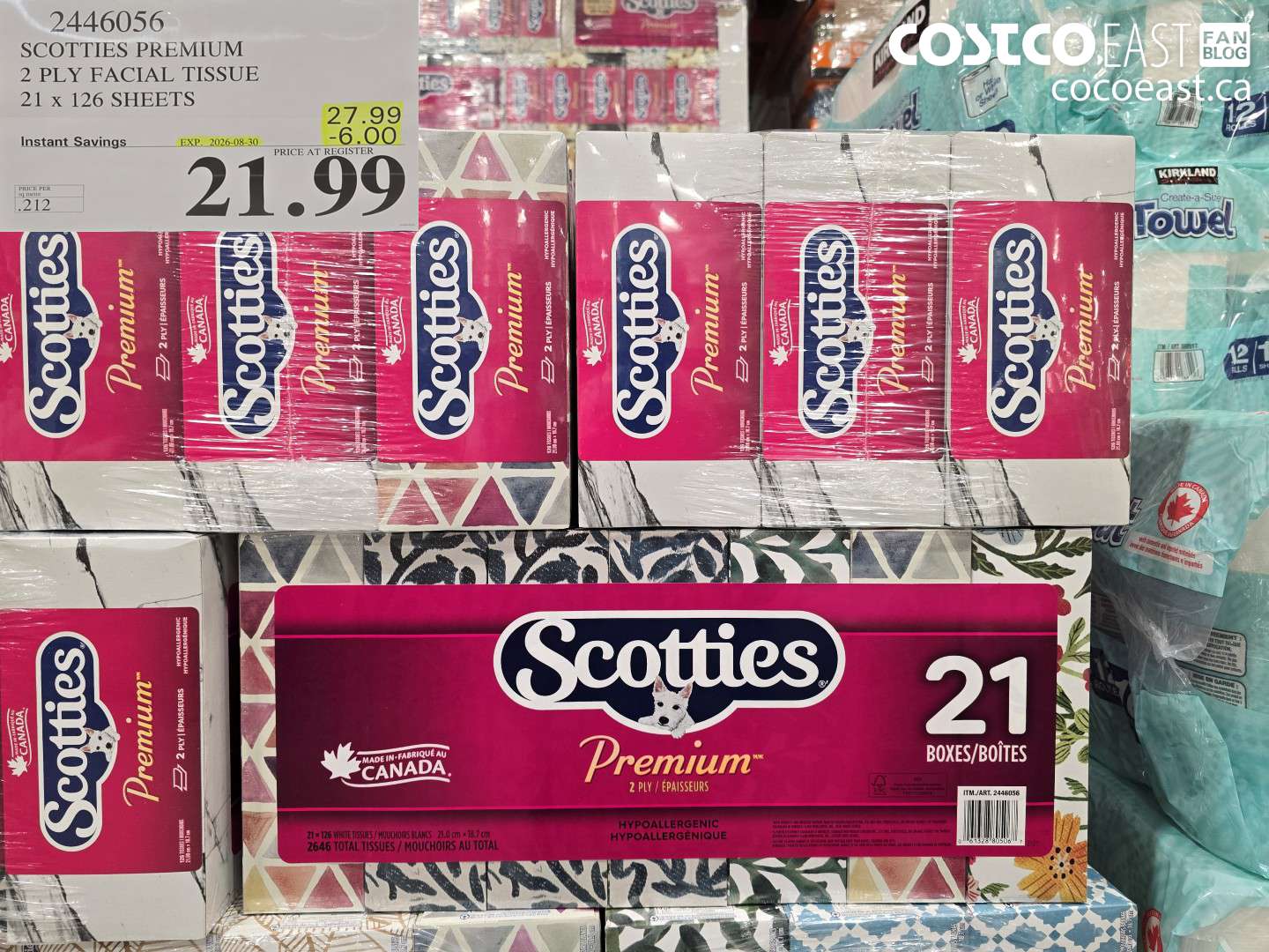 2446056 SCOTTIES PREMIUM 2 PLY FACIAL TISSUE 21 X 126 SHEETS ($6.00 INSTANT SAVINGS EXPIRES ON 2026-08-30) $21.99