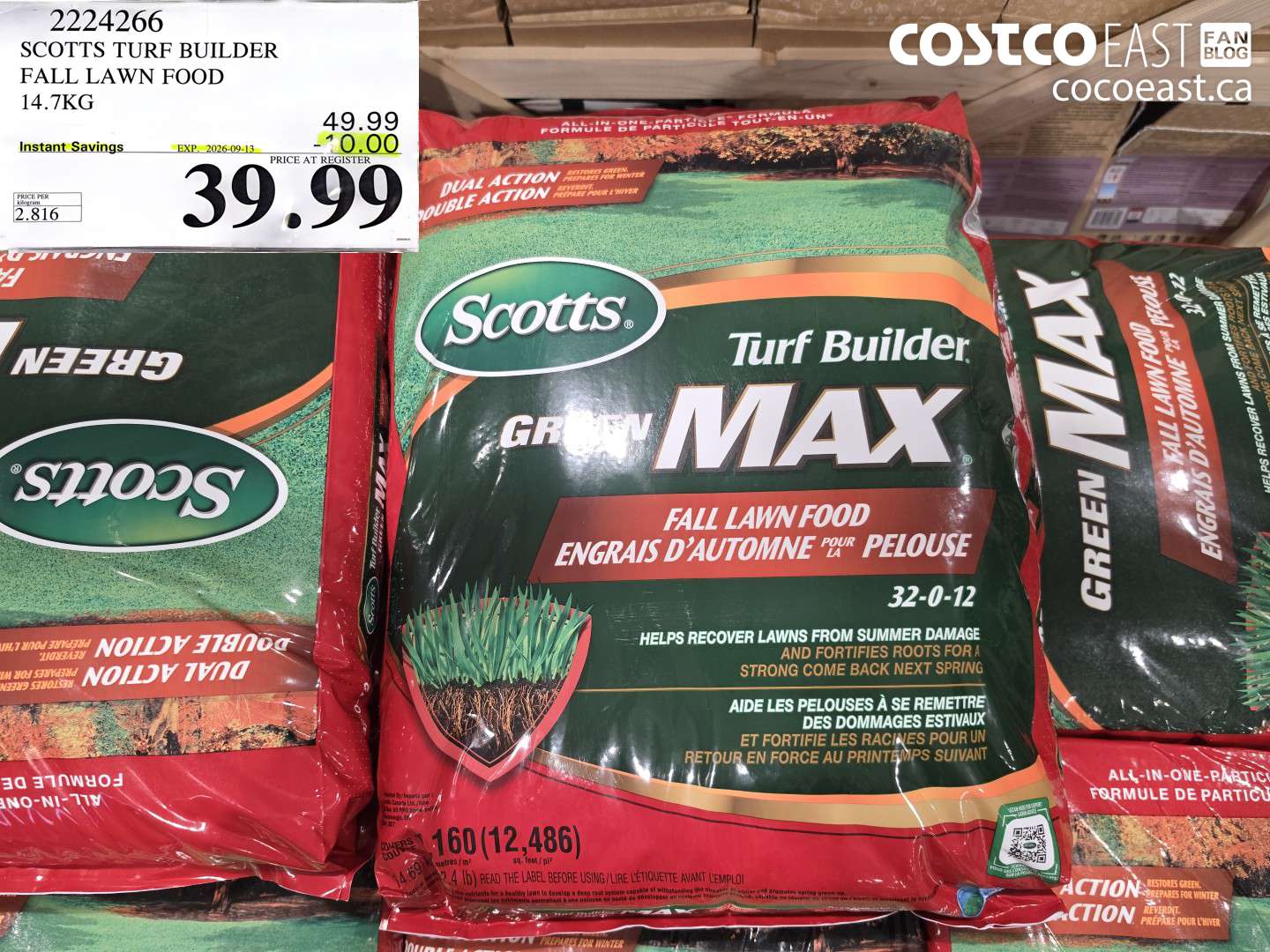 2224266 SCOTTS TURF BUILDER FALL LAWN FOOD 14.7KG ($10.00 INSTANT SAVINGS EXPIRES ON 2026-09-13) $39.99