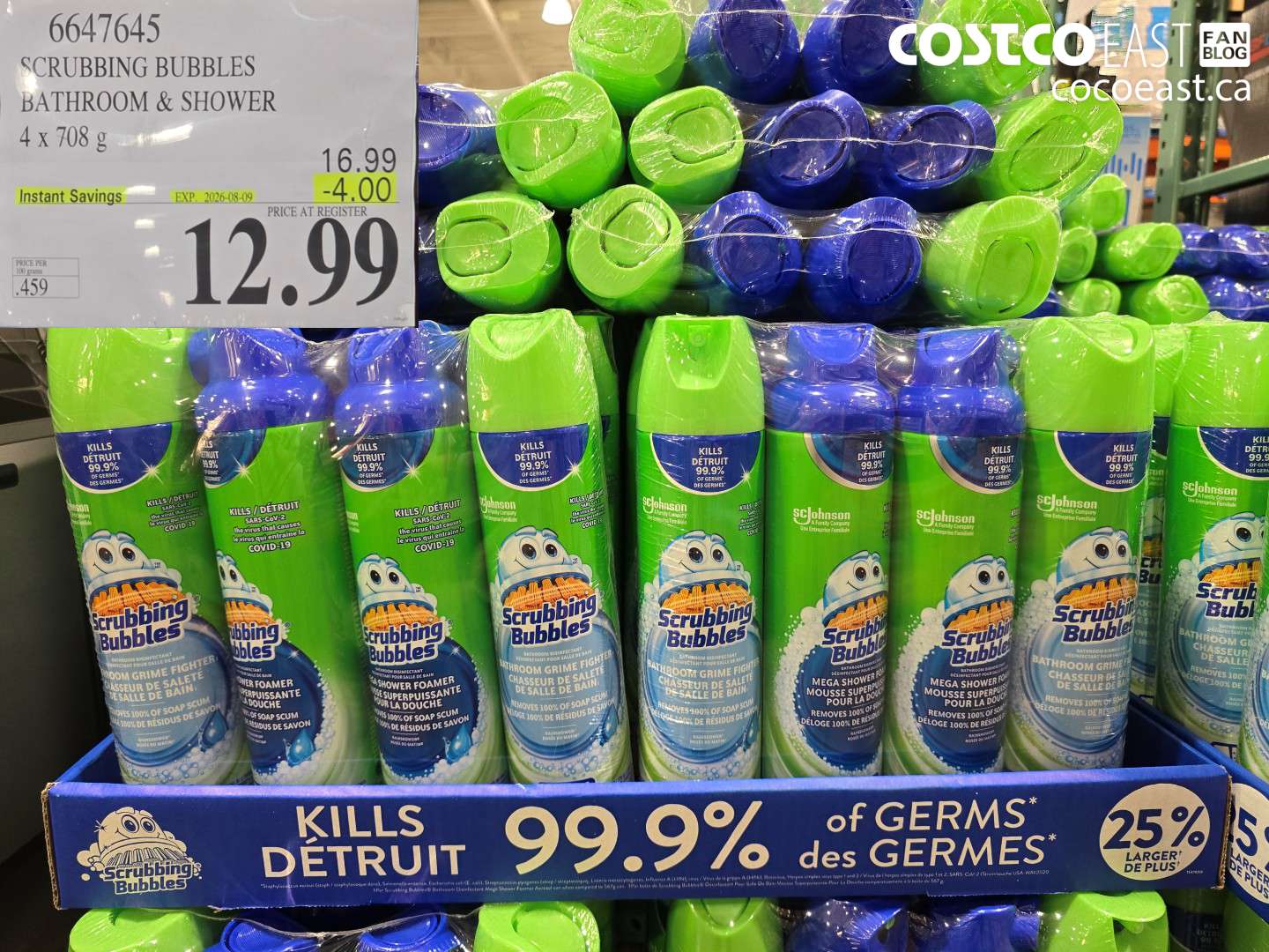 6647645 SCRUBBING BUBBLES BATHROOM & SHOWER 4 X 708 G ($4.00 INSTANT SAVINGS EXPIRES ON 2026-08-09) $12.99