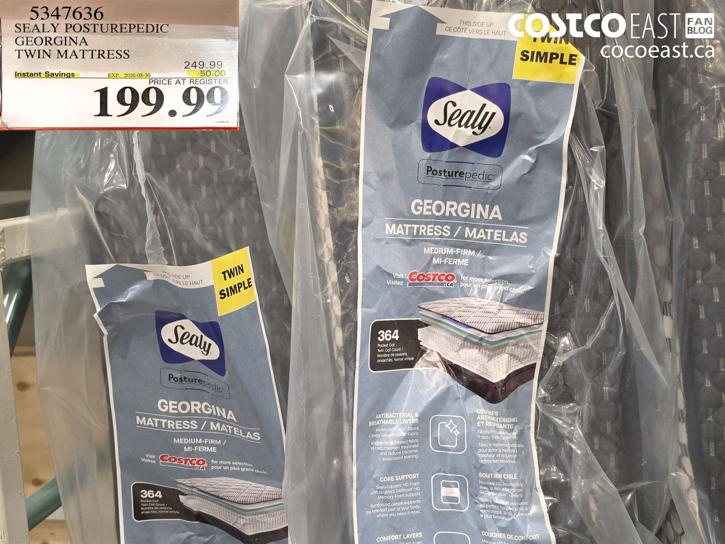 5347636 SEALY POSTUREPEDIC GEORGINA TWIN MATTRESS ($50.00 INSTANT SAVINGS EXPIRES ON 2026-08-30) $199.99