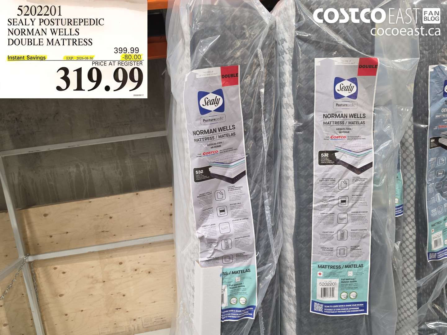 5202201 SEALY POSTUREPEDIC NORMAN WELLS DOUBLE MATTRESS ($80.00 INSTANT SAVINGS EXPIRES ON 2026-08-30) $319.99