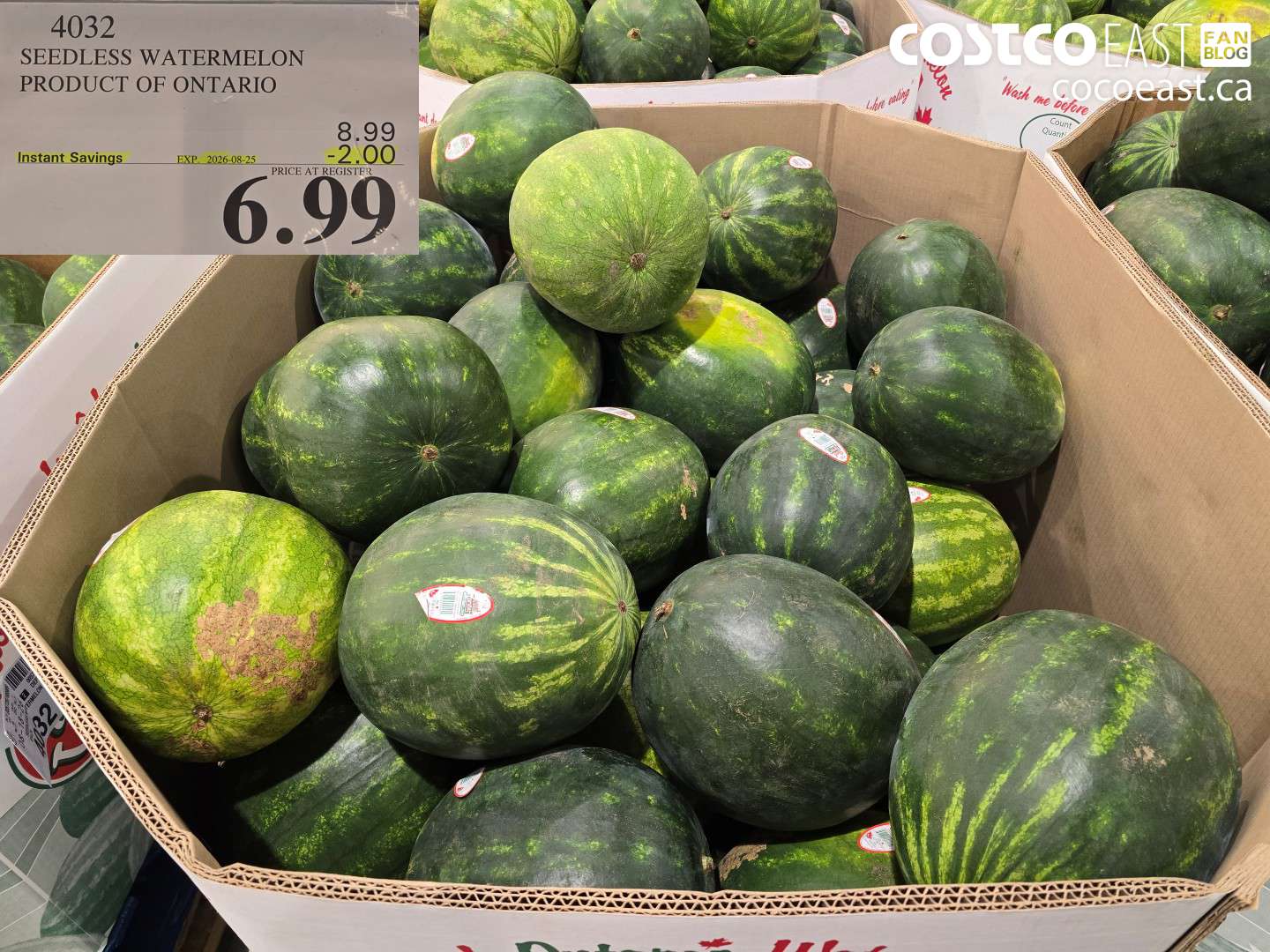 4032 SEEDLESS WATERMELON PRODUCT OF ONTARIO ($2.00 INSTANT SAVINGS EXPIRES ON 2026-08-25) $6.99