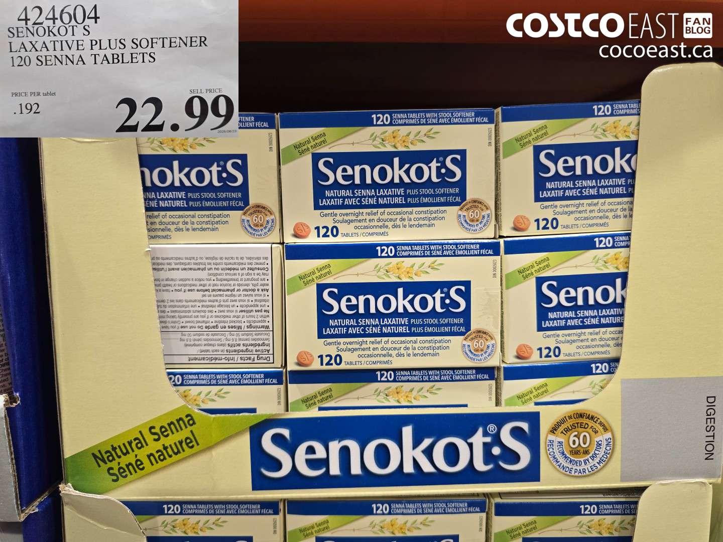424604 SENOKOT S LAXATIVE PLUS SOFTENER 120 SENNA TABLETS $22.99