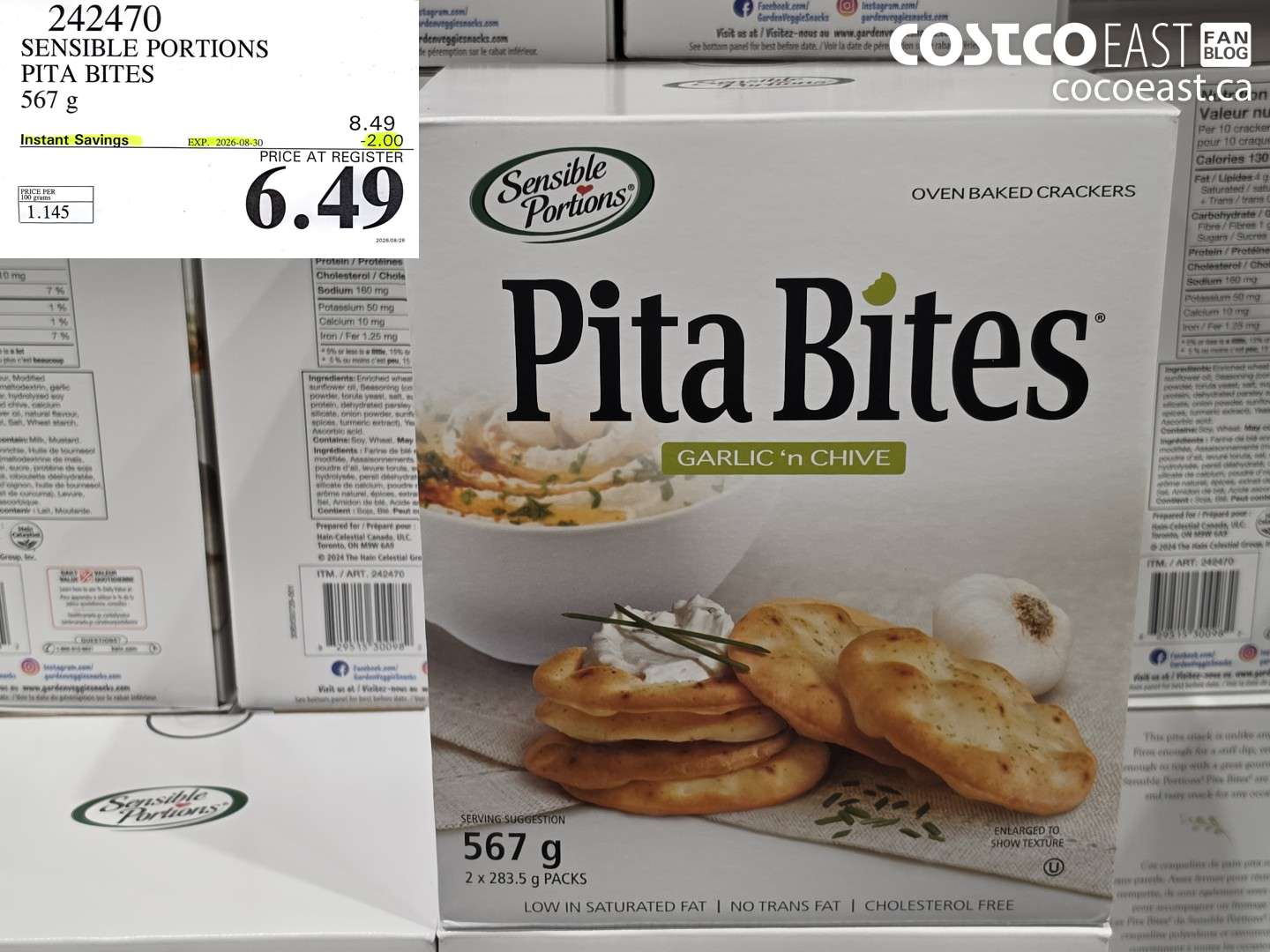 242470 SENSIBLE PORTIONS PITA BITES 567 G ($2.00 INSTANT SAVINGS EXPIRES ON 2026-08-30) $6.49
