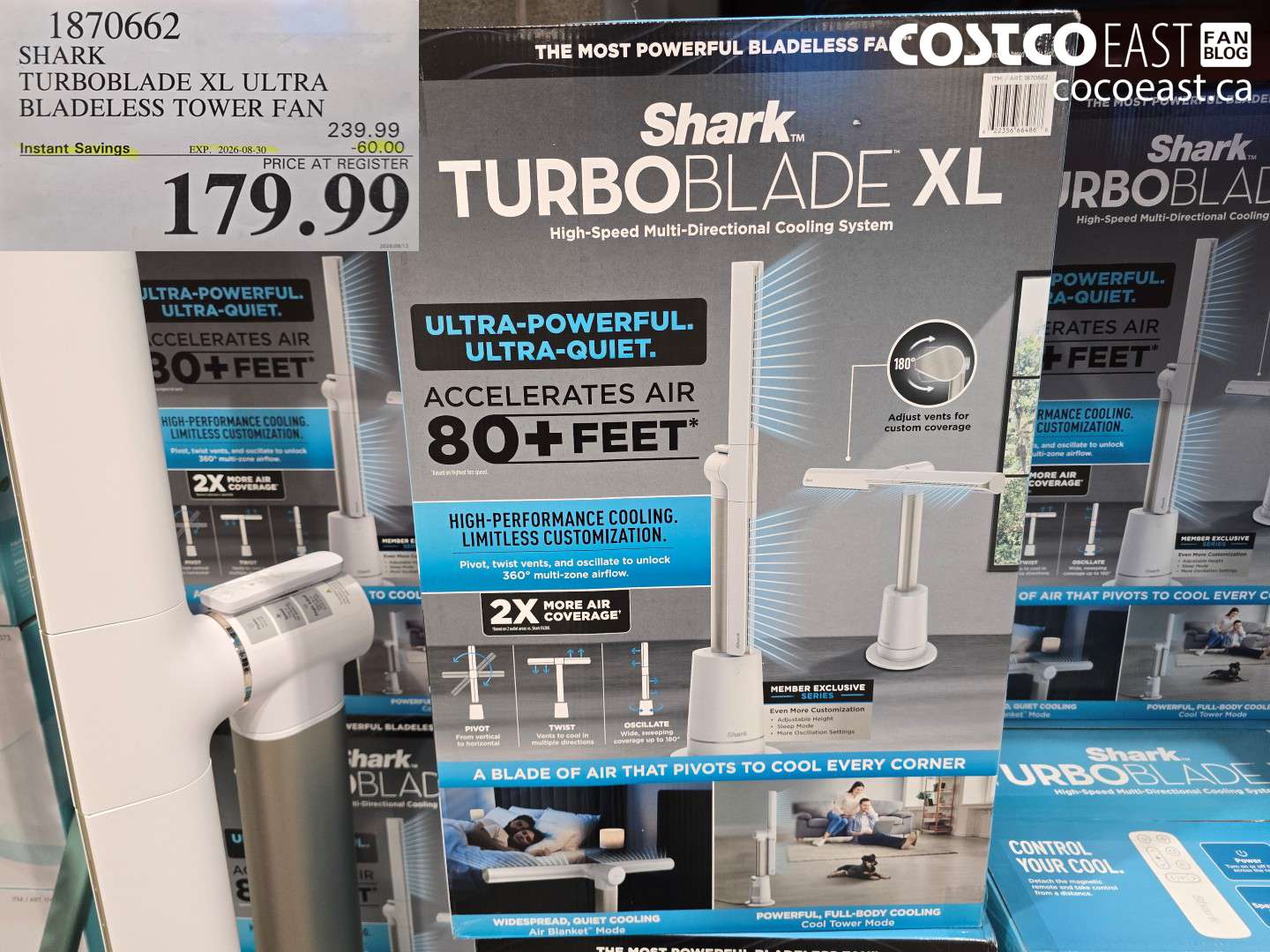 1870662 SHARK TURBOBLADE XL ULTRA BLADELESS TOWER FAN ($60.00 INSTANT SAVINGS EXPIRES ON 2026-08-30) $179.99