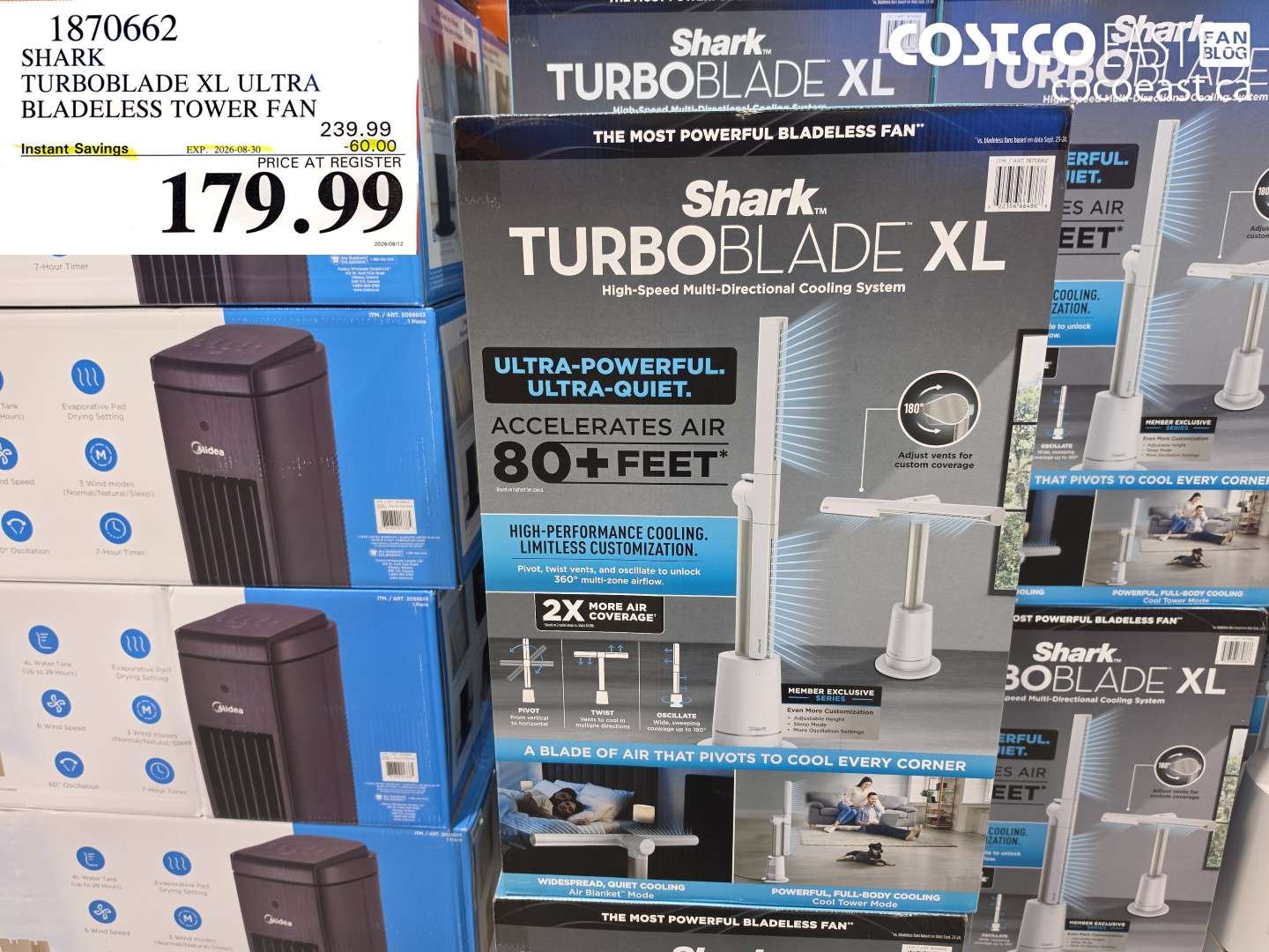 1870662 SHARK TURBOBLADE XL ULTRA BLADELESS TOWER FAN ($60.00 INSTANT SAVINGS EXPIRES ON 2026-08-30) $179.99