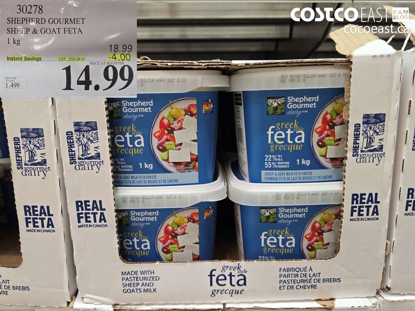 30278 SHEPHERD GOURMET SHEEP & GOAT FETA 1 KG ($4.00 INSTANT SAVINGS EXPIRES ON 2026-08-09) $14.99