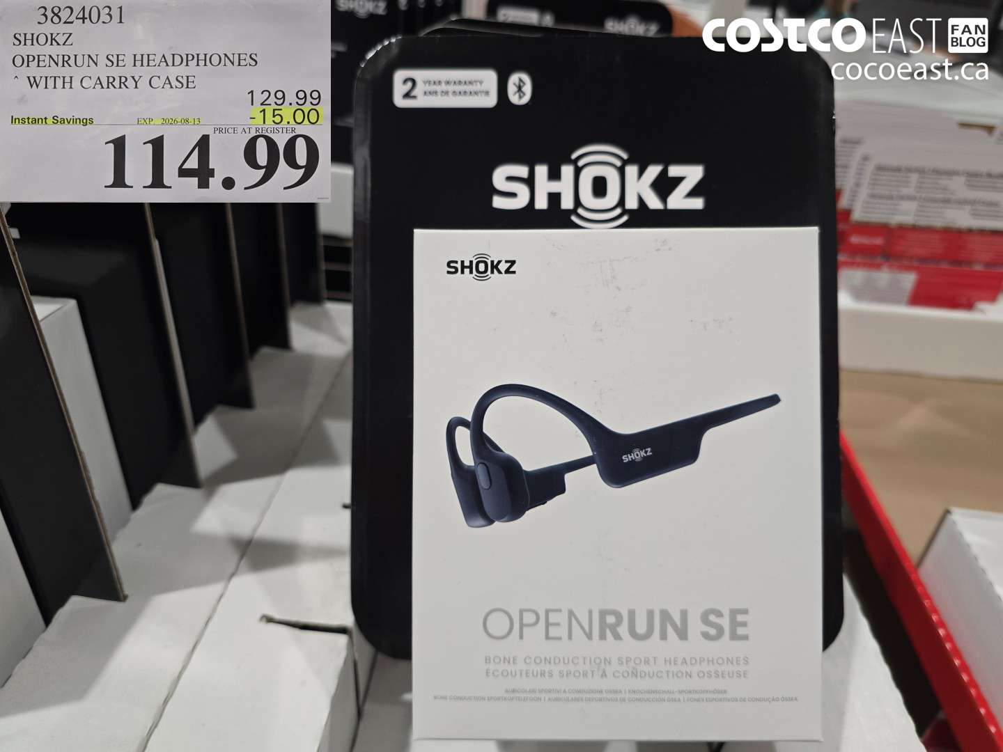 3824031 SHOKZ OPENRUN SE HEADPHONES WITH CARRY CASE ($15.00 INSTANT SAVINGS EXPIRES ON 2026-08-13) $114.99