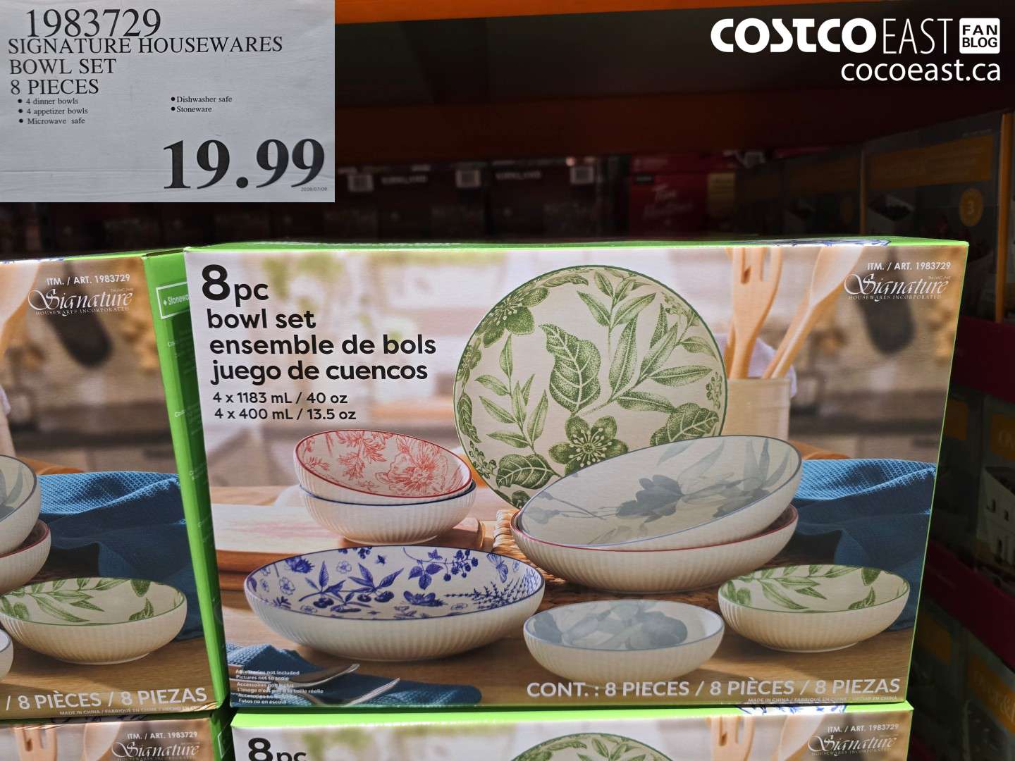 1983729 SIGNATURE HOUSEWARES BOWL SET 8 PIECES $19.99