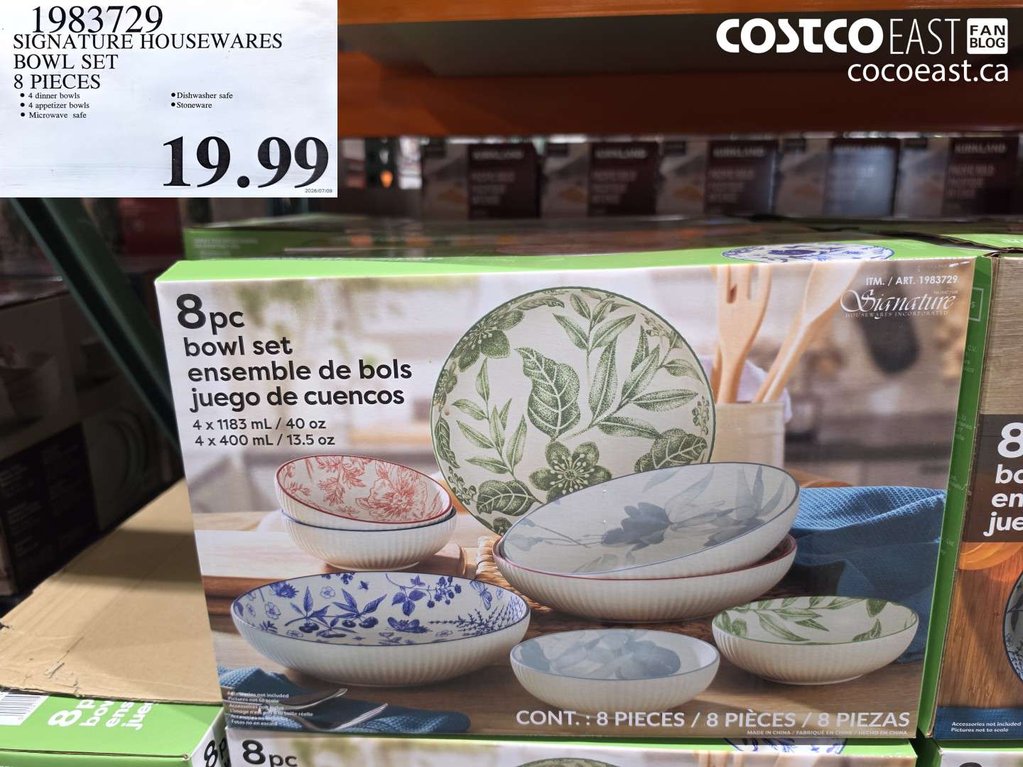 1983729 SIGNATURE HOUSEWARES BOWL SET 8 PIECES $19.99
