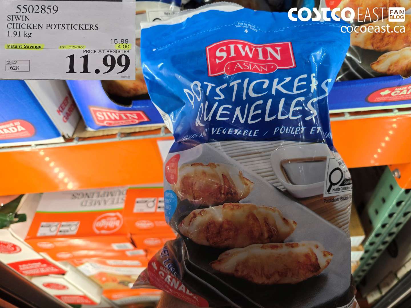 5502859 SIWIN CHICKEN POTSTICKERS 1.91 KG ($4.00 INSTANT SAVINGS EXPIRES ON 2026-08-30) $11.99