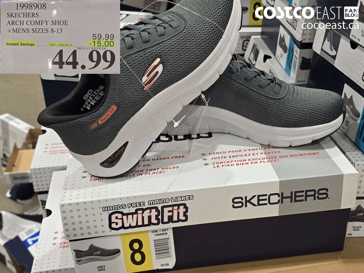 1998908 SKECHERS ARCH COMFY SHOE +MENS SIZES 8-13 ($15.00 INSTANT SAVINGS EXPIRES ON 2026-08-16) $44.99