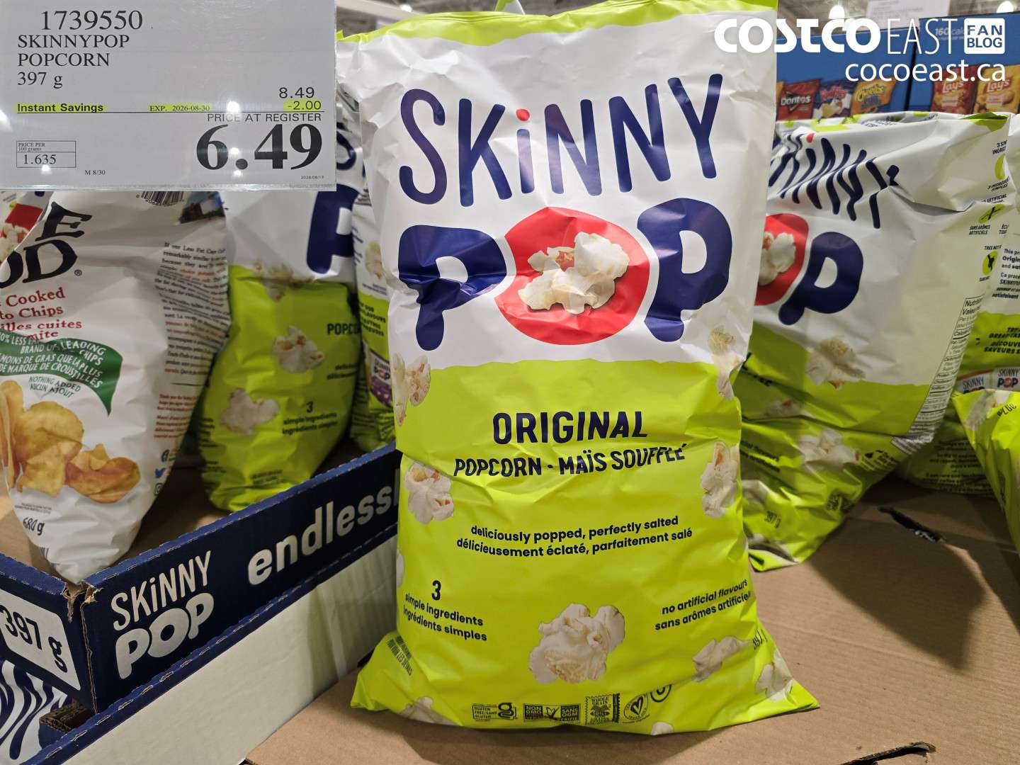 1739550 SKINNYPOP POPCORN 397 G ($2.00 INSTANT SAVINGS EXPIRES ON 2026-08-30) $6.49