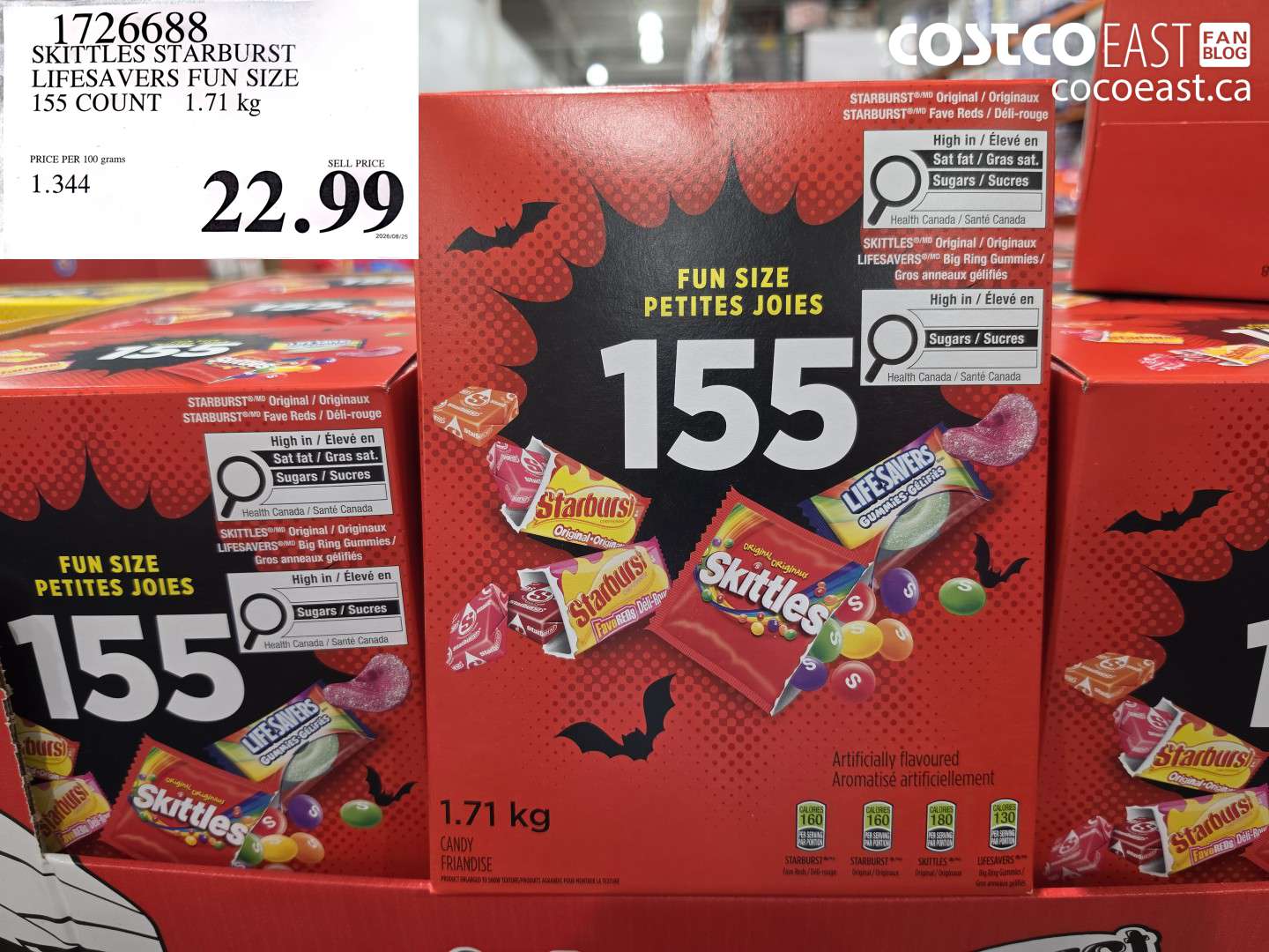 1726688 SKITTLES STARBURST LIFESAVERS FUN SIZE 155 COUNT 1.71 KG $22.99