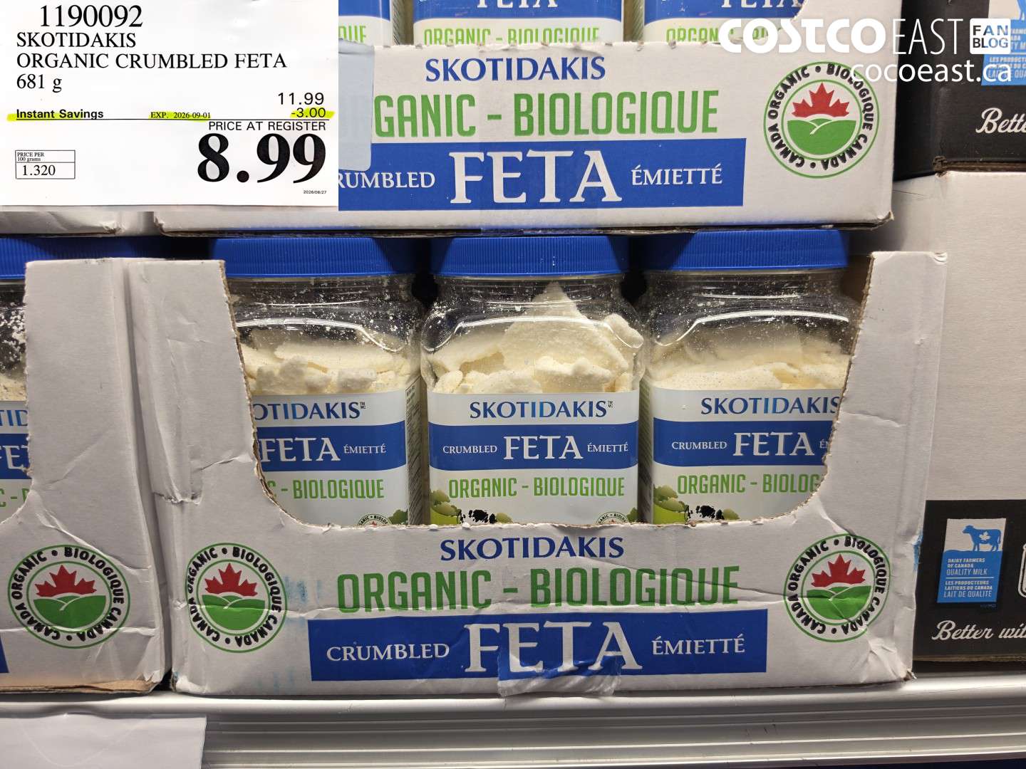 1190092 SKOTIDAKIS ORGANIC CRUMBLED FETA 681 G ($3.00 INSTANT SAVINGS EXPIRES ON 2026-09-01) $8.99