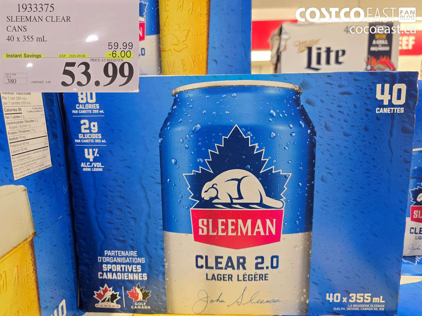 1933375 SLEEMAN CLEAR CANS 40 X 355 ML ($6.00 INSTANT SAVINGS EXPIRES ON 2026-09-06) $53.99