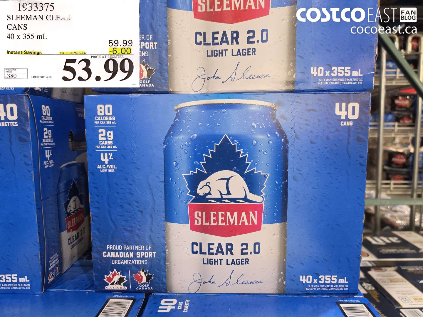 1933375 SLEEMAN CLEAR CANS 40 X 355 ML ($6.00 INSTANT SAVINGS EXPIRES ON 2026-09-06) $53.99