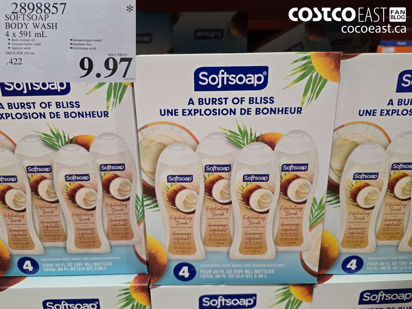 2898857 SOFTSOAP BODY WASH 4 X 591 ML $9.97
