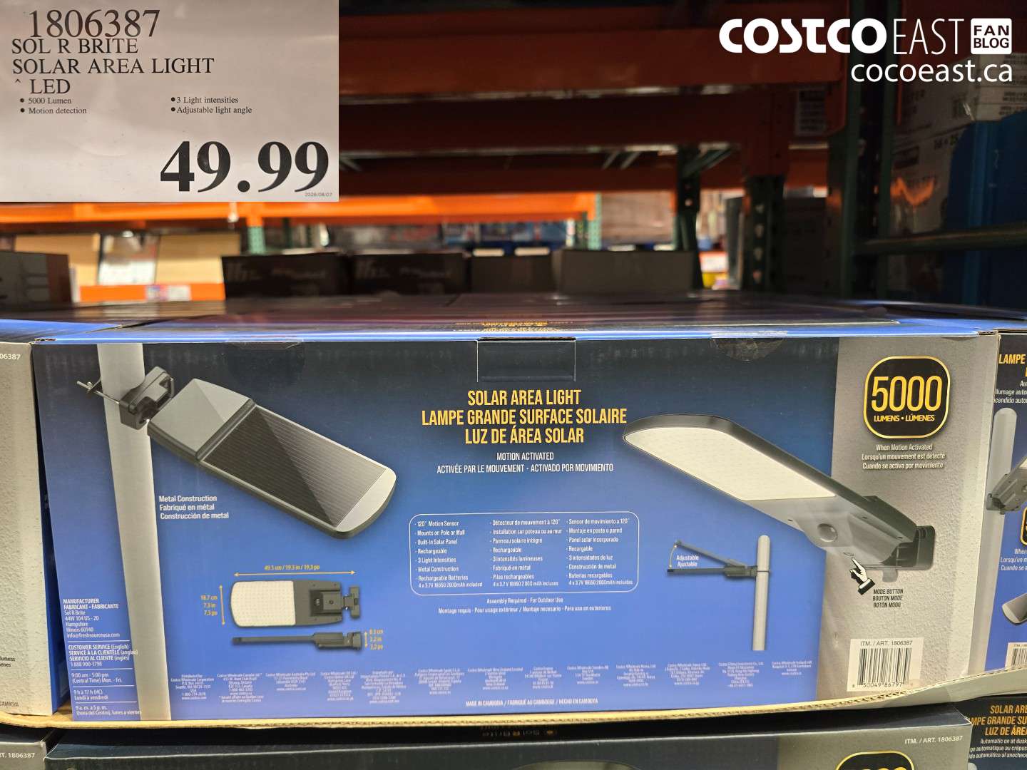 1806387 SOL R BRITE SOLAR AREA LIGHT LED $49.99