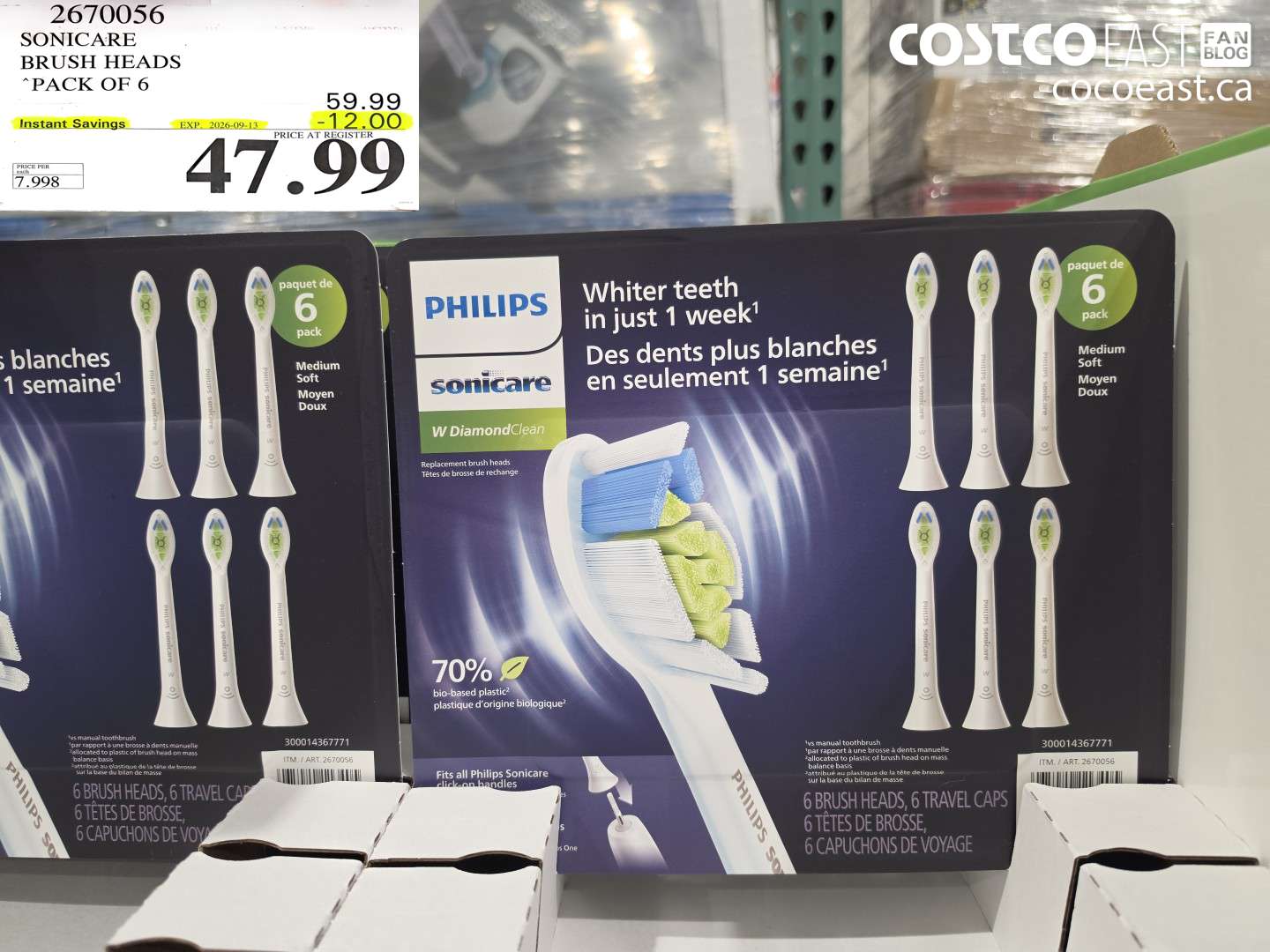 2670056 SONICARE BRUSH HEADS PACK OF 6 ($12.00 INSTANT SAVINGS EXPIRES ON 2026-09-13) $47.99