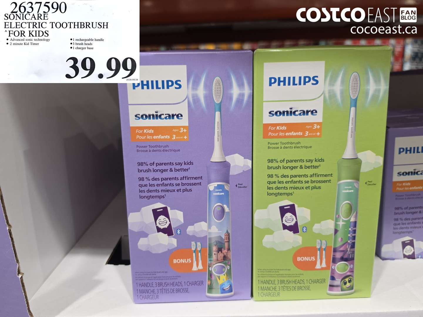 2637590 SONICARE ELECTRIC TOOTHBRUSH FOR KIDS $39.99