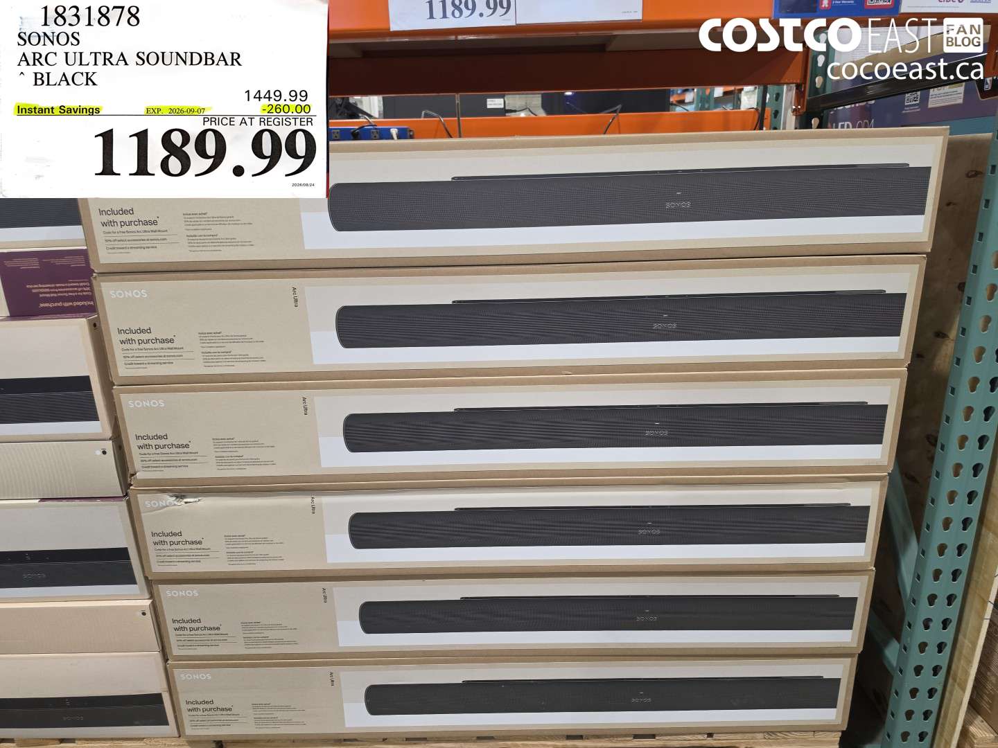 1831878 SONOS ARC ULTRA SOUNDBAR BLACK ($260.00 INSTANT SAVINGS EXPIRES ON 2026-09-07) $1189.99