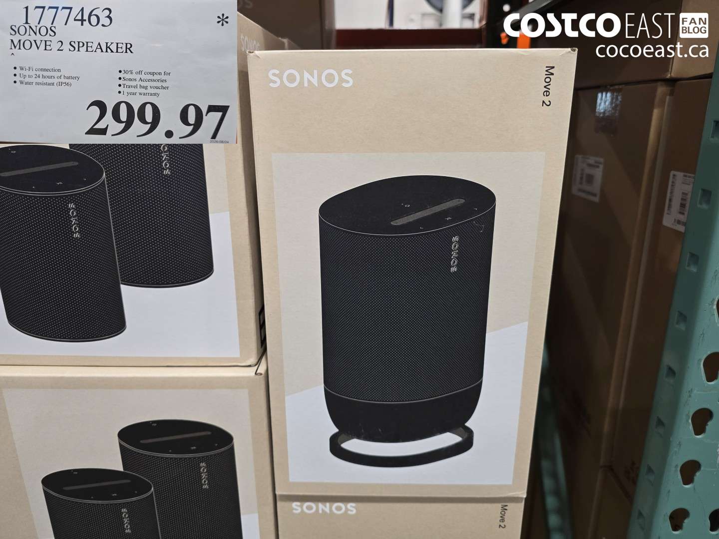 1777463 SONOS MOVE 2 SPEAKER $299.97