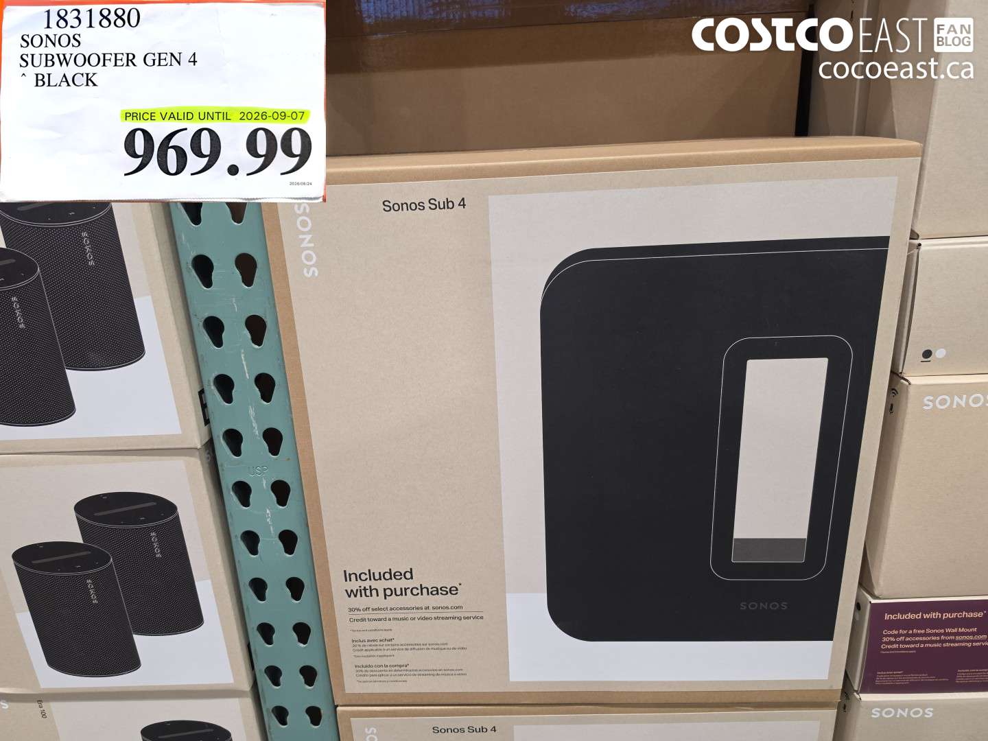 1831880 SONOS SUBWOOFER GEN 4 BLACK $969.99