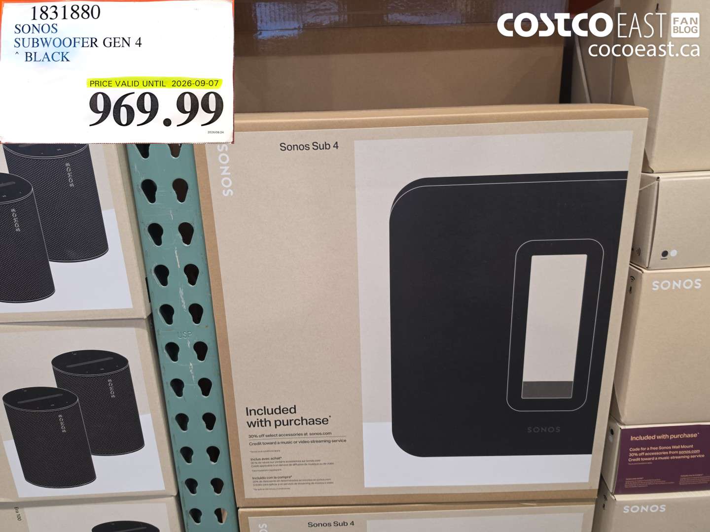 1831880 SONOS SUBWOOFER GEN 4 BLACK $969.99