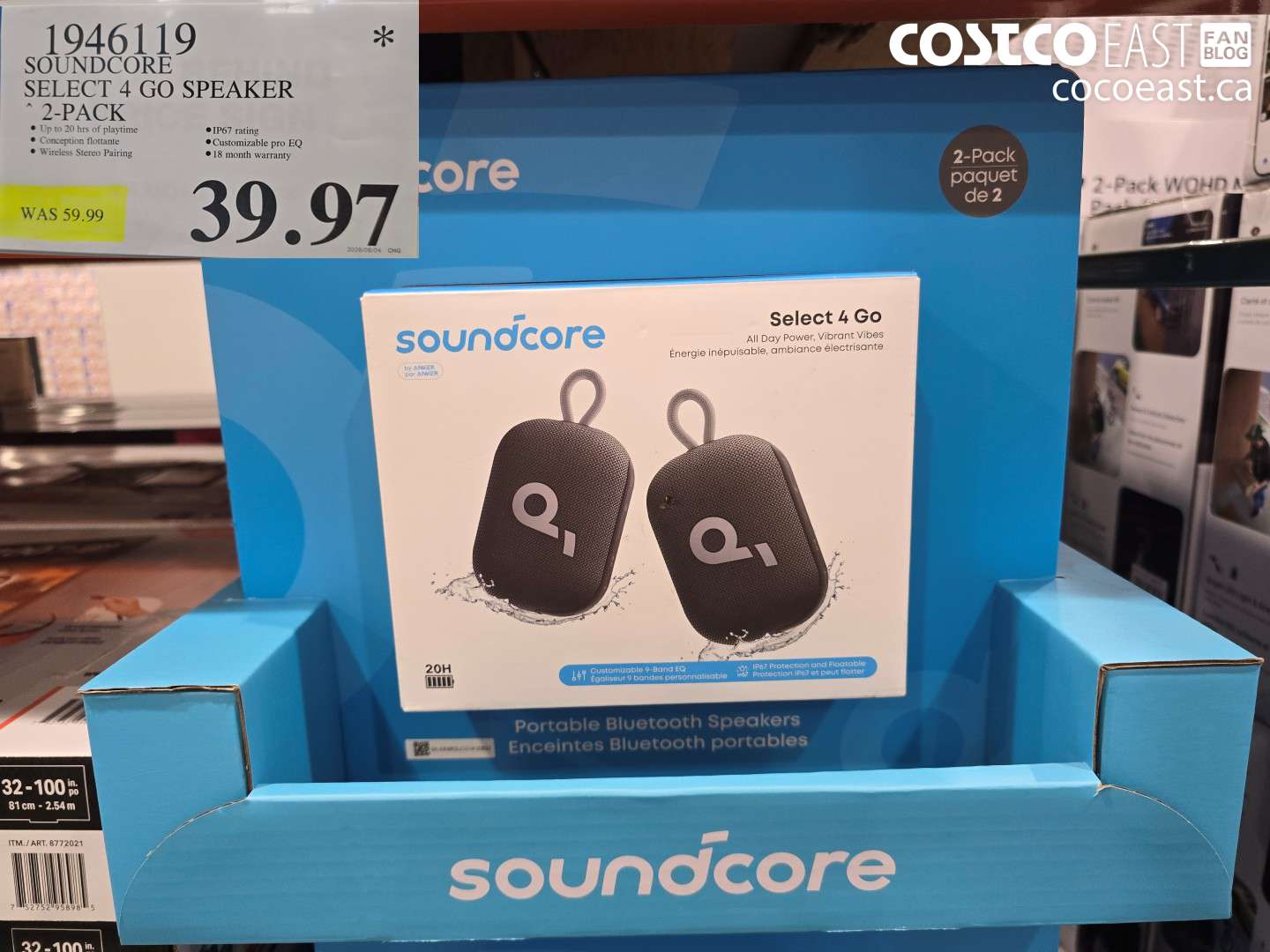 1946119 SOUNDCORE SELECT 4 GO SPEAKER 2-PACK $39.97