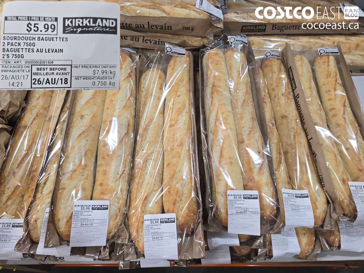 2051308 SOURDOUGH BAGUETTES 2 PACK 750G $5.99