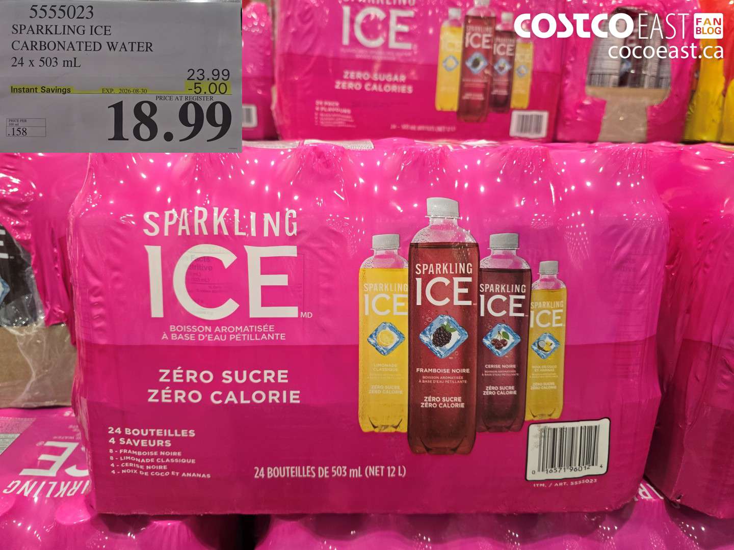 5555023 SPARKLING ICE CARBONATED WATER 24 X 503 ML ($5.00 INSTANT SAVINGS EXPIRES ON 2026-08-30) $18.99