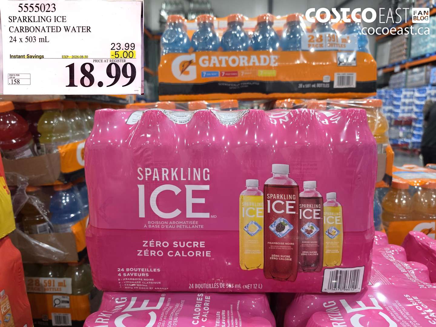 5555023 SPARKLING ICE CARBONATED WATER 24 X 503 ML ($5.00 INSTANT SAVINGS EXPIRES ON 2026-08-30) $18.99
