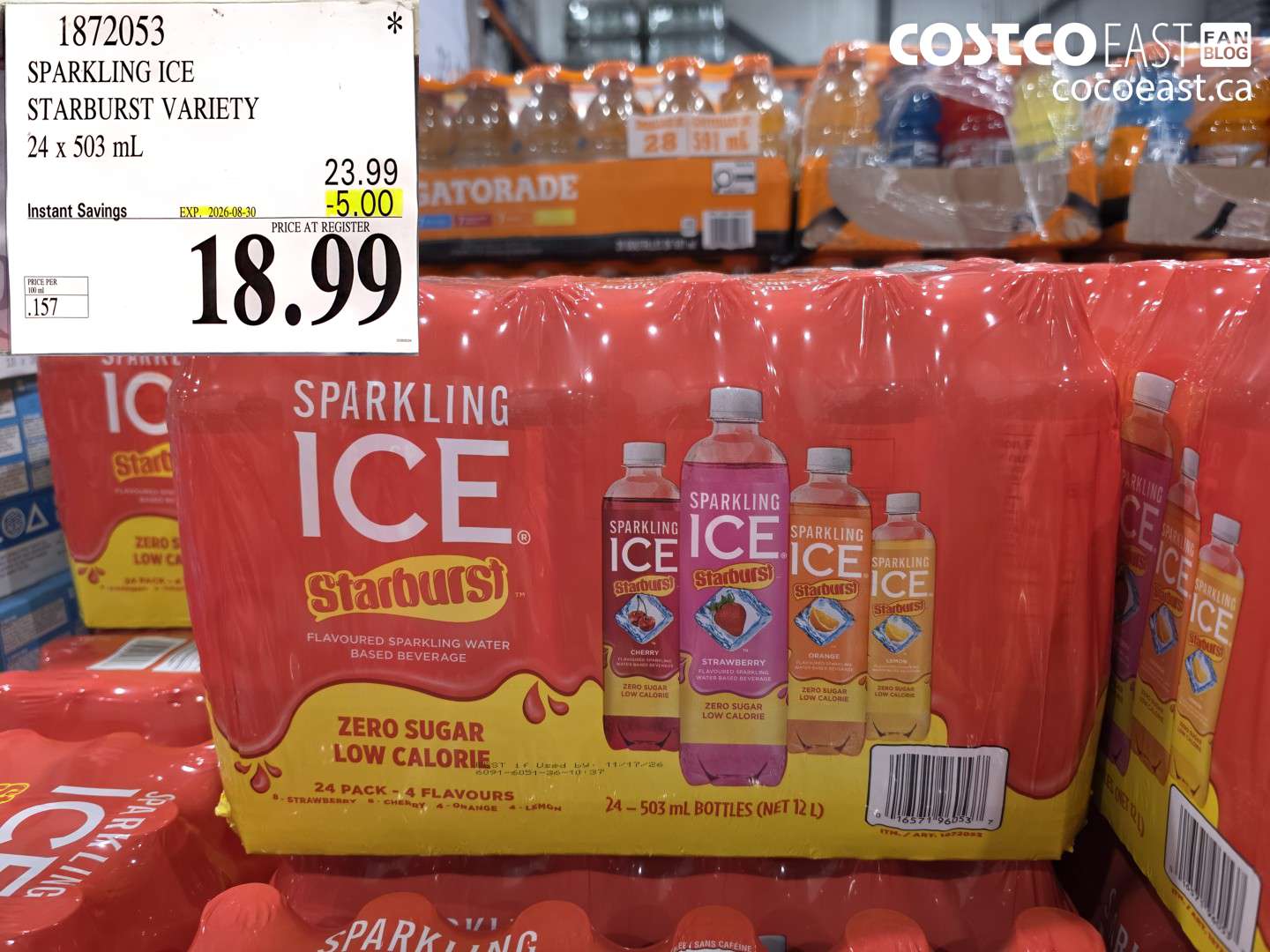 1872053 SPARKLING ICE STARBURST VARIETY 24 X 503 ML ($5.00 INSTANT SAVINGS EXPIRES ON 2026-08-30) $18.99