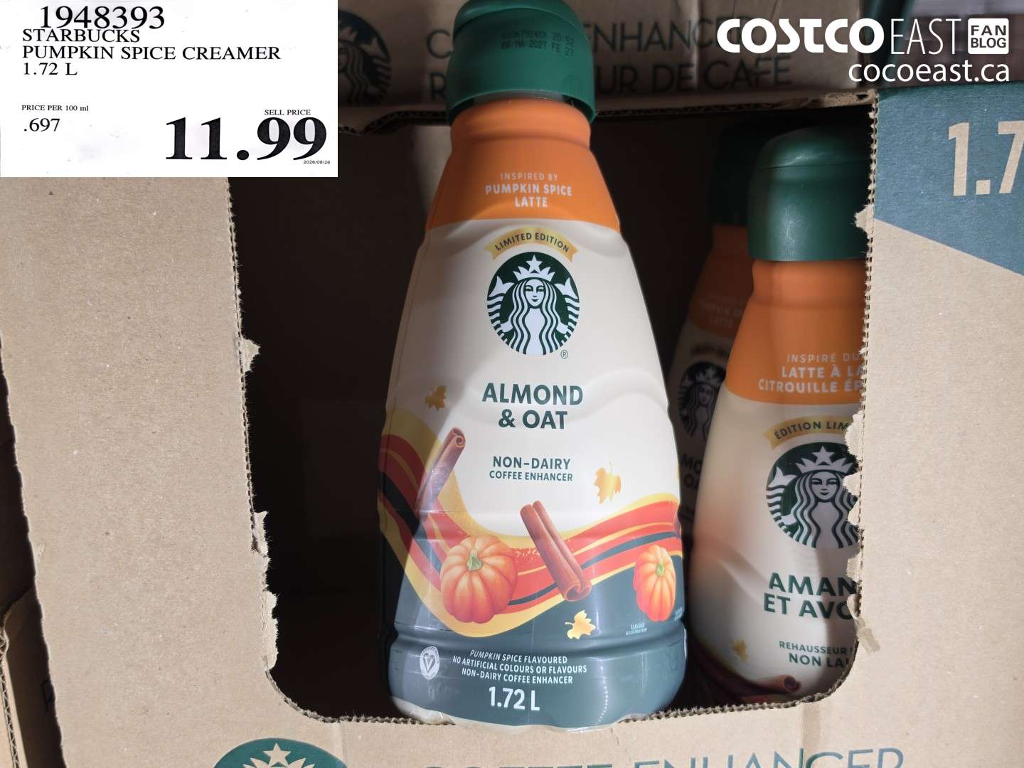 1948393 STARBUCKS PUMPKIN SPICE CREAMER 1.72 L $11.99