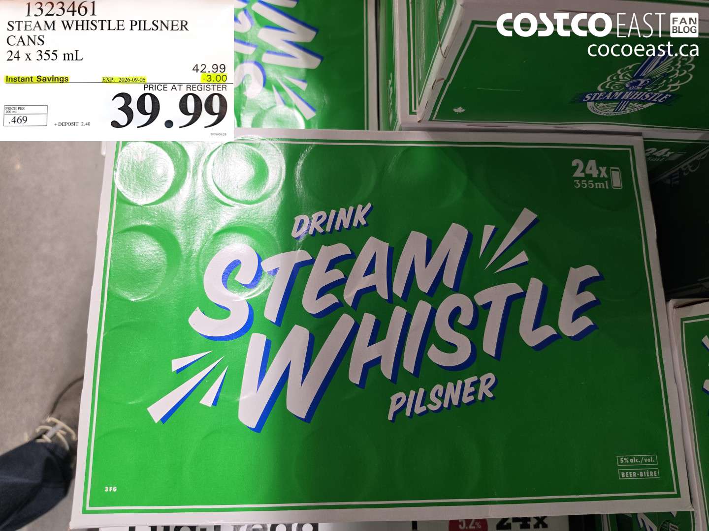 1323461 STEAM WHISTLE PILSNER CANS 24 X 355 ML ($3.00 INSTANT SAVINGS EXPIRES ON 2026-09-06) $39.99