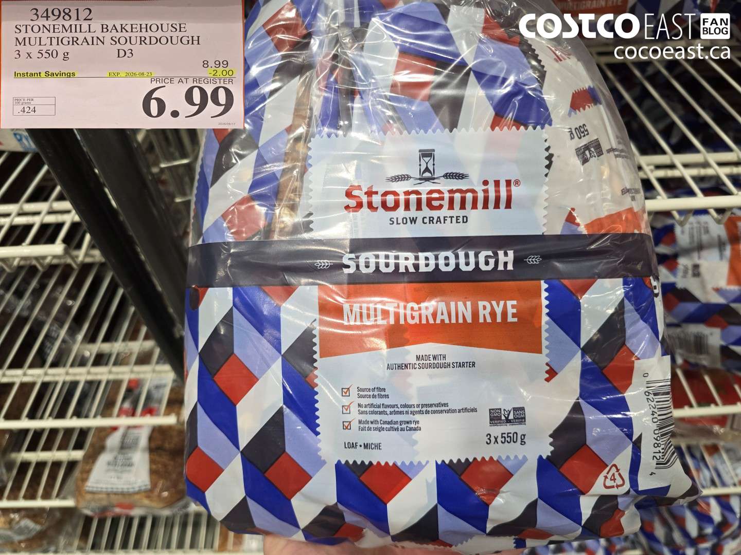 349812 STONEMILL BAKEHOUSE MULTIGRAIN SOURDOUGH 3 X 550 G ($2.00 INSTANT SAVINGS EXPIRES ON 2026-08-23) $6.99