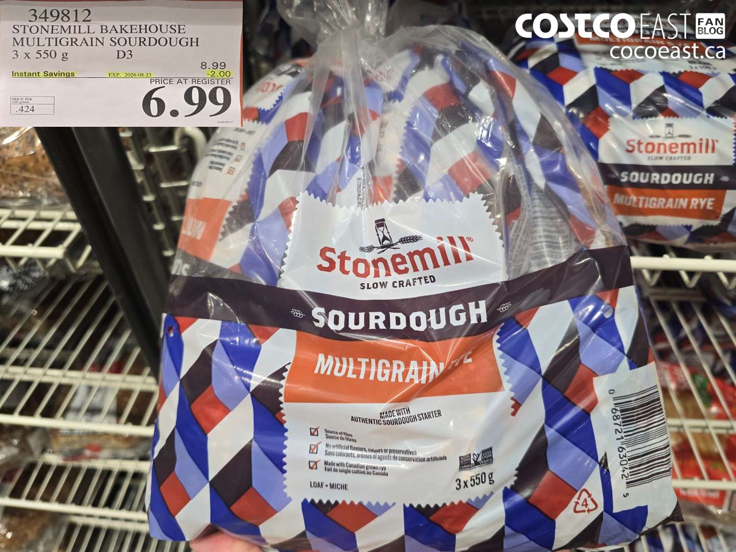 349812 STONEMILL BAKEHOUSE MULTIGRAIN SOURDOUGH 3 X 550 G ($2.00 INSTANT SAVINGS EXPIRES ON 2026-08-23) $6.99