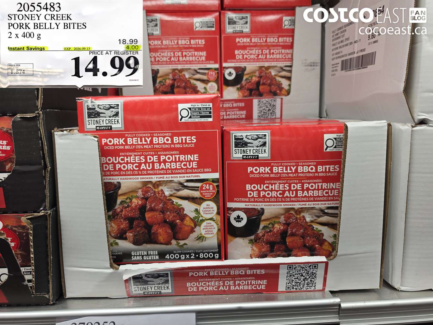 2055483 STONEY CREEK PORK BELLY BITES 2 X 400 G ($4.00 INSTANT SAVINGS EXPIRES ON 2026-09-13) $14.99