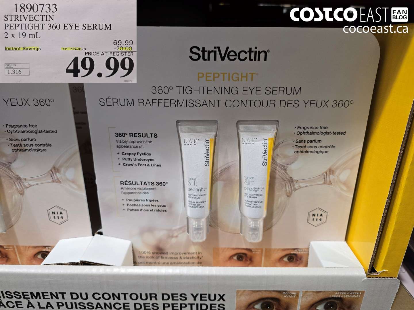1890733 STRIVECTIN PEPTIGHT 360 EYE SERUM 2 X 19 ML ($20.00 INSTANT SAVINGS EXPIRES ON 2026-08-09) $49.99