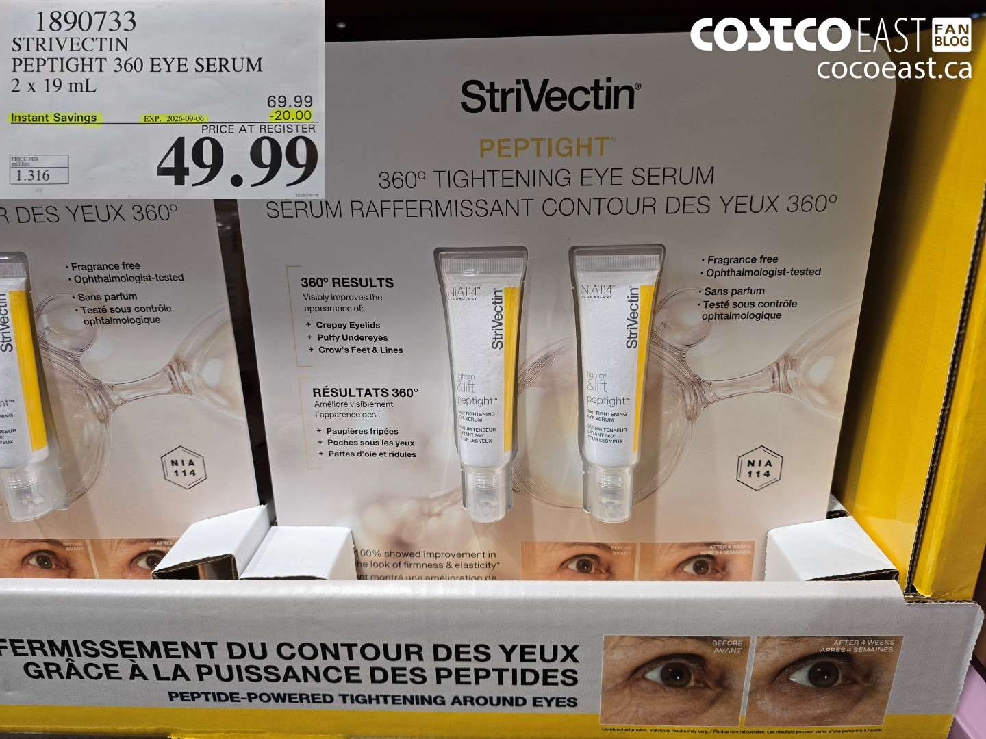 1890733 STRIVECTIN PEPTIGHT 360 EYE SERUM 2 X 19 ML ($20.00 INSTANT SAVINGS EXPIRES ON 2026-09-06) $49.99